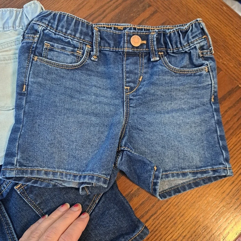 Old Navy Kids 4T Denim Shorts Bundle 3 Pack Light Medium Dark Wash Elastic Waist